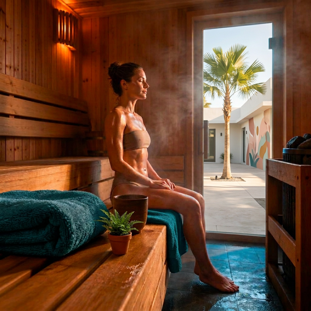 A quiet cedar sauna