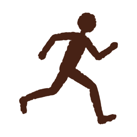 Hand-painted running figure — movement
